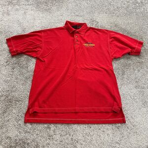 Race Rock Apparel Polo Shirt Mens Medium Red Collared Orlando Logo Cotton Rugby